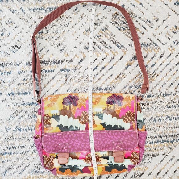 VTG Fossil Key Per Tote Laptop Messenger Diaper Bag Coated Geometric Printed Y2K - Picture 9 of 11